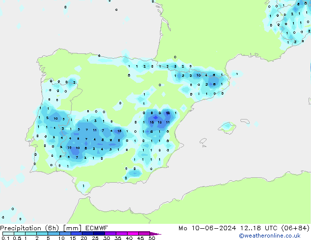 Z500/Rain (+SLP)/Z850 ECMWF lun 10.06.2024 18 UTC