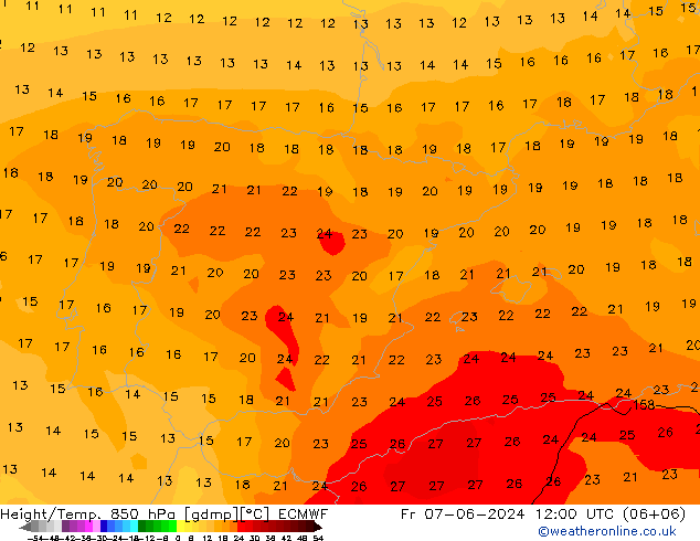 Z500/Rain (+SLP)/Z850 ECMWF Fr 07.06.2024 12 UTC