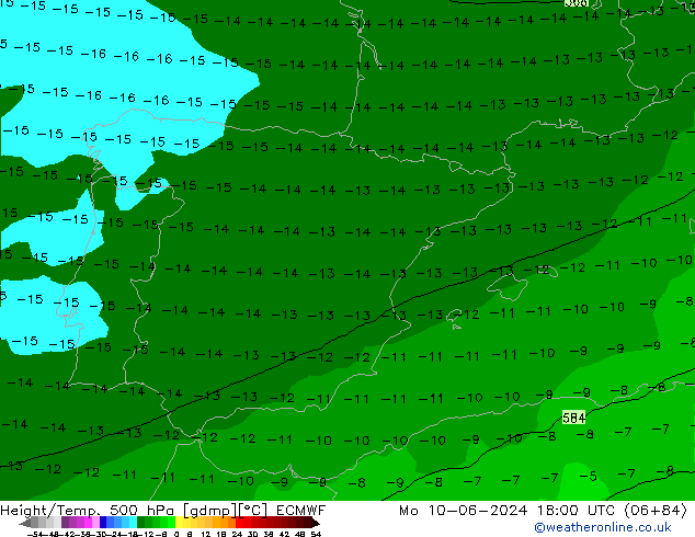 Z500/Rain (+SLP)/Z850 ECMWF lun 10.06.2024 18 UTC