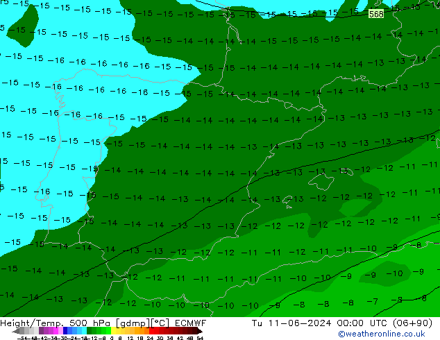 Z500/Rain (+SLP)/Z850 ECMWF Ter 11.06.2024 00 UTC