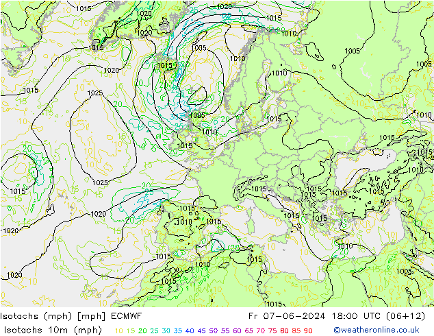 Isotachs (mph) ECMWF  07.06.2024 18 UTC