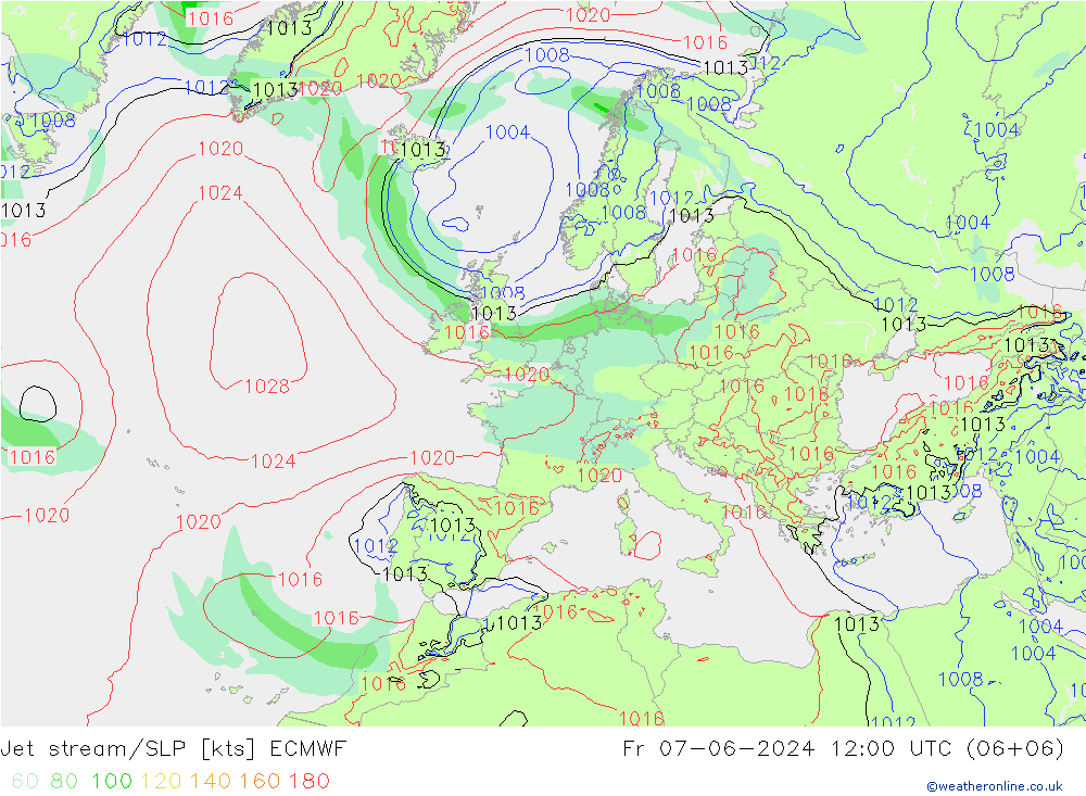 Prąd strumieniowy ECMWF pt. 07.06.2024 12 UTC