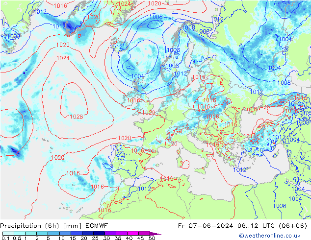 Z500/Yağmur (+YB)/Z850 ECMWF Cu 07.06.2024 12 UTC