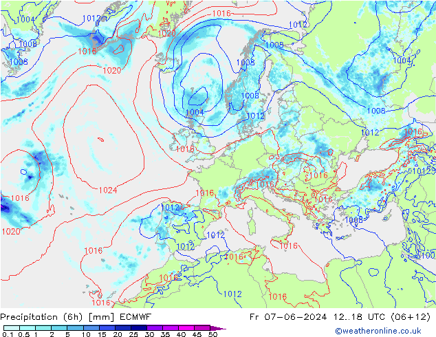 Z500/Yağmur (+YB)/Z850 ECMWF Cu 07.06.2024 18 UTC