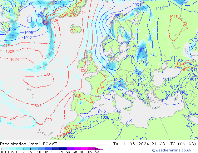 Precipitation ECMWF Tu 11.06.2024 00 UTC