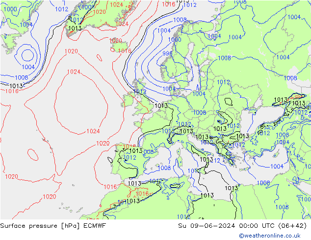 Bodendruck ECMWF So 09.06.2024 00 UTC