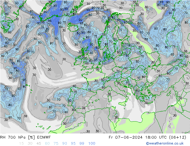 RH 700 hPa ECMWF Fr 07.06.2024 18 UTC