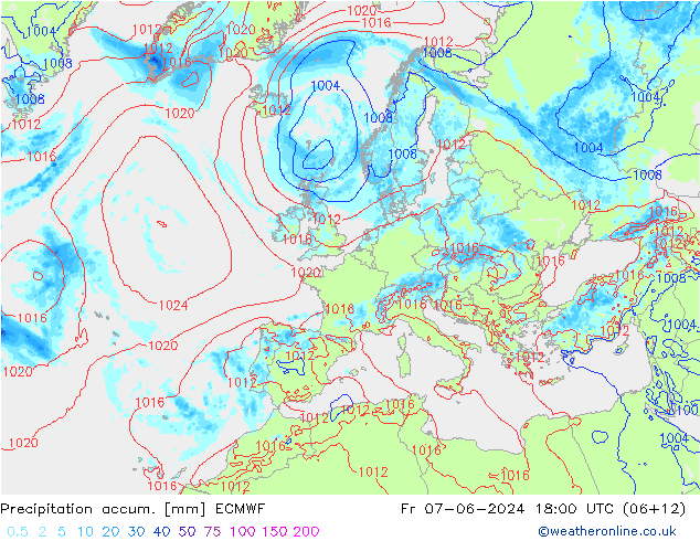 Précipitation accum. ECMWF ven 07.06.2024 18 UTC