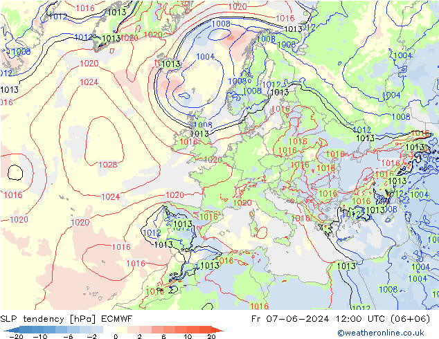 Druktendens (+/-) ECMWF vr 07.06.2024 12 UTC