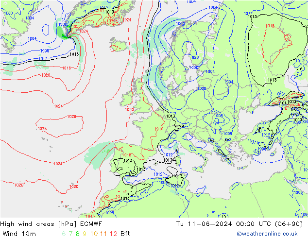 Sturmfelder ECMWF Di 11.06.2024 00 UTC