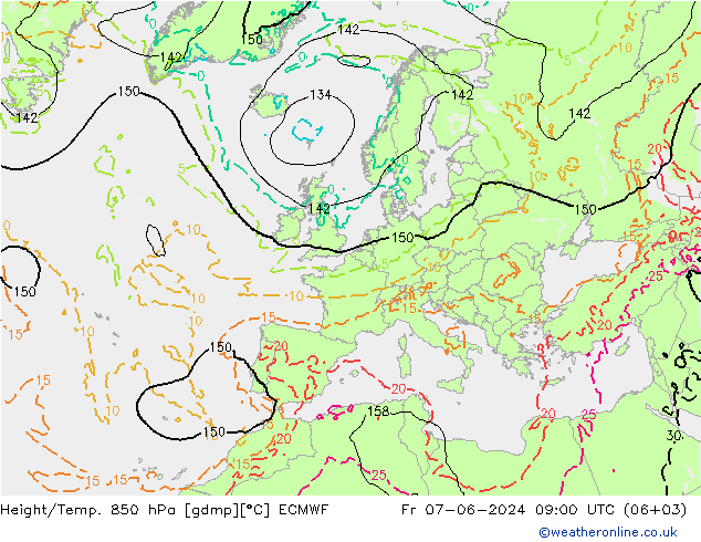 Height/Temp. 850 hPa ECMWF  07.06.2024 09 UTC