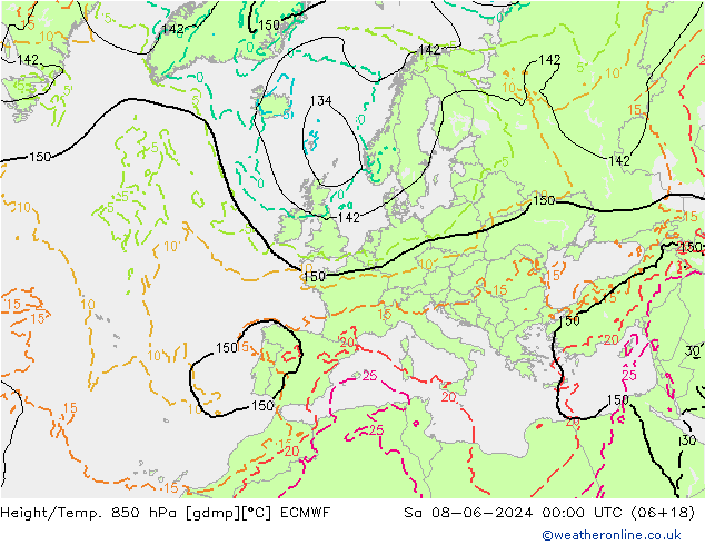 Z500/Rain (+SLP)/Z850 ECMWF So 08.06.2024 00 UTC