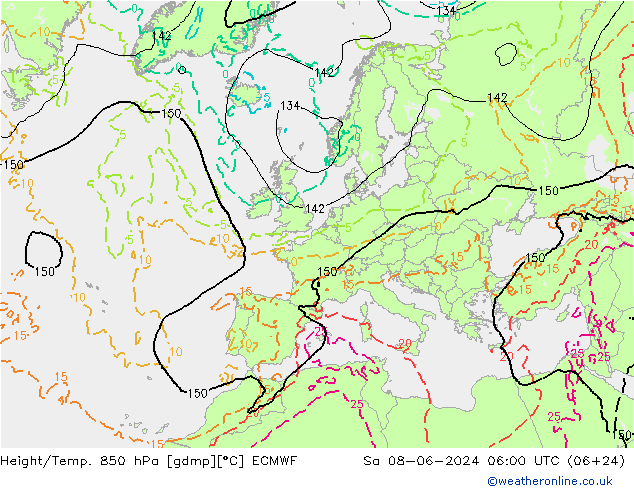 Z500/Rain (+SLP)/Z850 ECMWF sab 08.06.2024 06 UTC