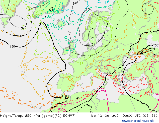 Z500/Rain (+SLP)/Z850 ECMWF Mo 10.06.2024 00 UTC