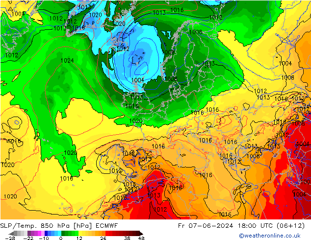 850 hPa Yer Bas./Sıc ECMWF Cu 07.06.2024 18 UTC