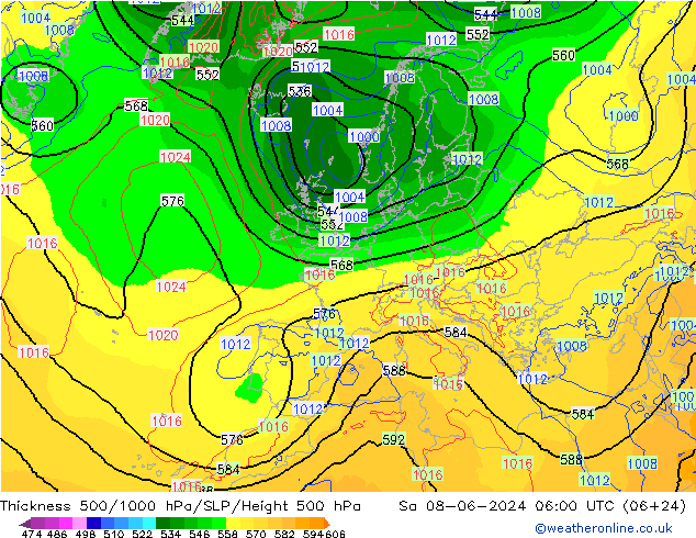 Thck 500-1000hPa ECMWF Sáb 08.06.2024 06 UTC