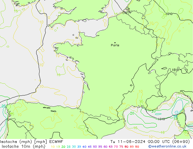 Isotachs (mph) ECMWF Ter 11.06.2024 00 UTC