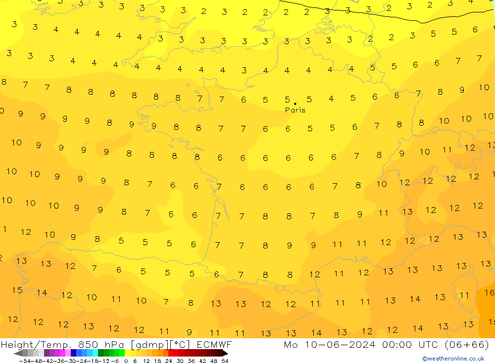 Z500/Rain (+SLP)/Z850 ECMWF пн 10.06.2024 00 UTC