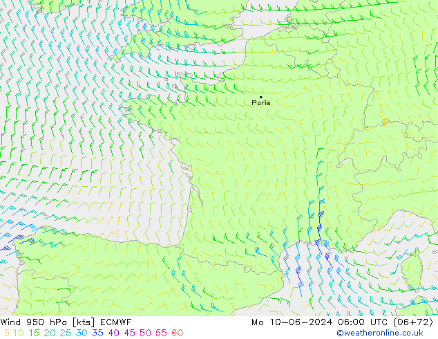 Wind 950 hPa ECMWF ma 10.06.2024 06 UTC