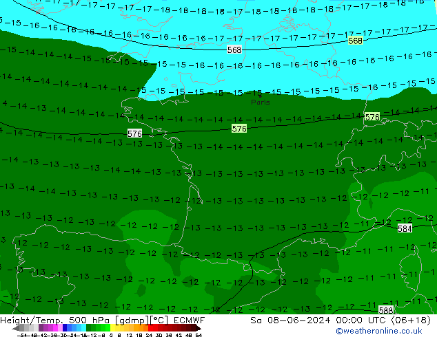 Z500/Yağmur (+YB)/Z850 ECMWF Cts 08.06.2024 00 UTC