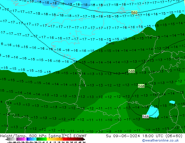 Z500/Rain (+SLP)/Z850 ECMWF dim 09.06.2024 18 UTC