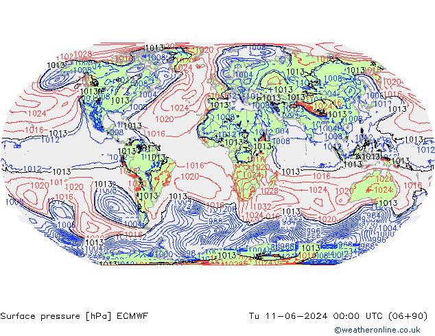 Presión superficial ECMWF mar 11.06.2024 00 UTC