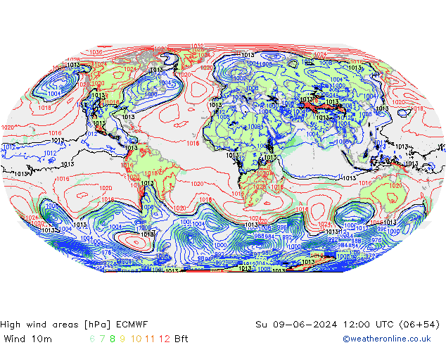 Izotacha ECMWF nie. 09.06.2024 12 UTC