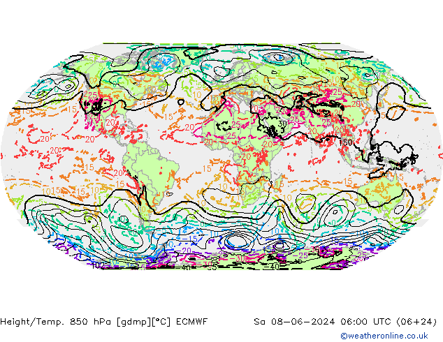 Z500/Rain (+SLP)/Z850 ECMWF Sa 08.06.2024 06 UTC