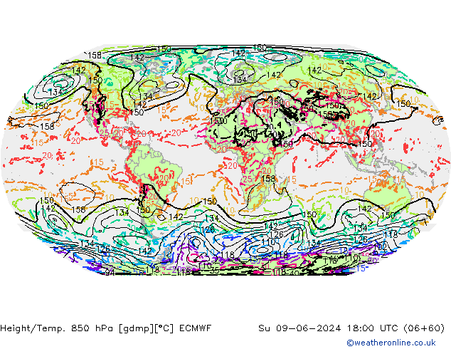 Height/Temp. 850 hPa ECMWF dom 09.06.2024 18 UTC