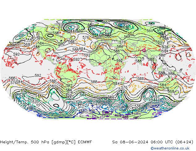 Z500/Rain (+SLP)/Z850 ECMWF So 08.06.2024 06 UTC