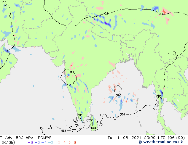 T-Adv. 500 hPa ECMWF mar 11.06.2024 00 UTC