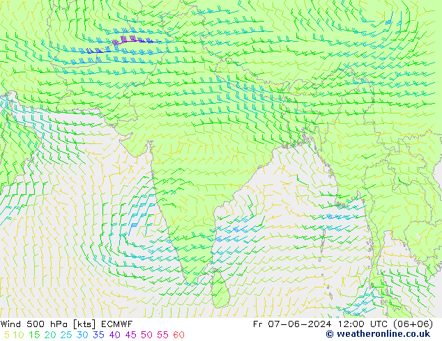 ветер 500 гПа ECMWF пт 07.06.2024 12 UTC