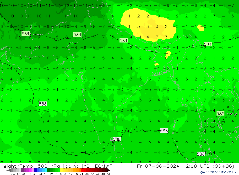 Z500/Rain (+SLP)/Z850 ECMWF ven 07.06.2024 12 UTC
