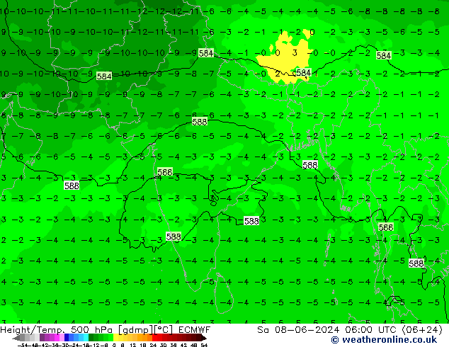 Z500/Rain (+SLP)/Z850 ECMWF sam 08.06.2024 06 UTC