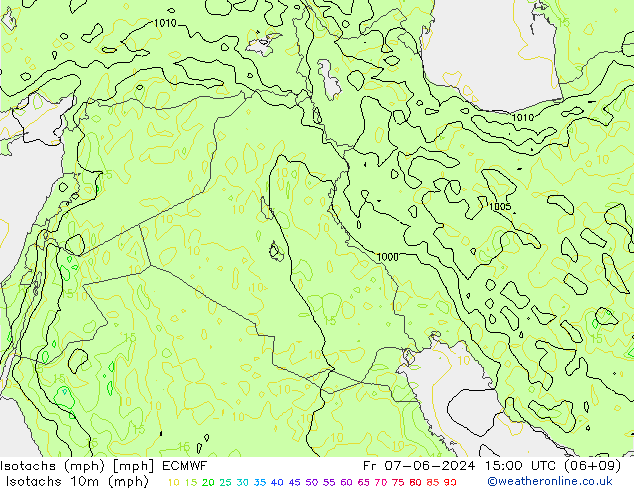 Isotachen (mph) ECMWF Fr 07.06.2024 15 UTC