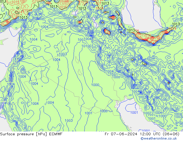 Atmosférický tlak ECMWF Pá 07.06.2024 12 UTC