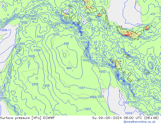 pression de l'air ECMWF dim 09.06.2024 06 UTC