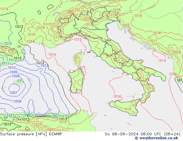 ciśnienie ECMWF so. 08.06.2024 06 UTC