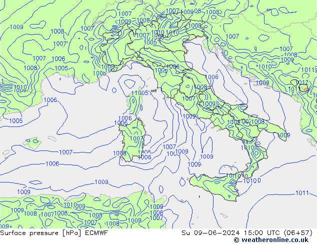 Yer basıncı ECMWF Paz 09.06.2024 15 UTC