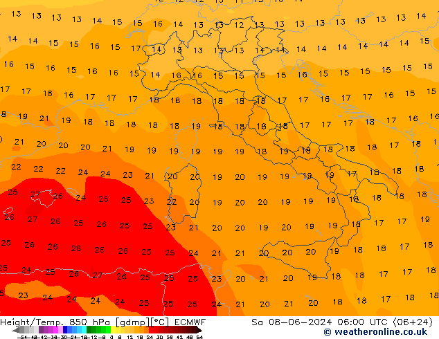 Z500/Rain (+SLP)/Z850 ECMWF so. 08.06.2024 06 UTC