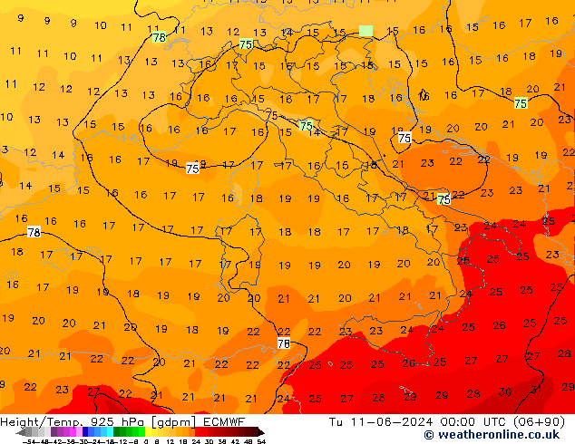 Height/Temp. 925 hPa ECMWF  11.06.2024 00 UTC