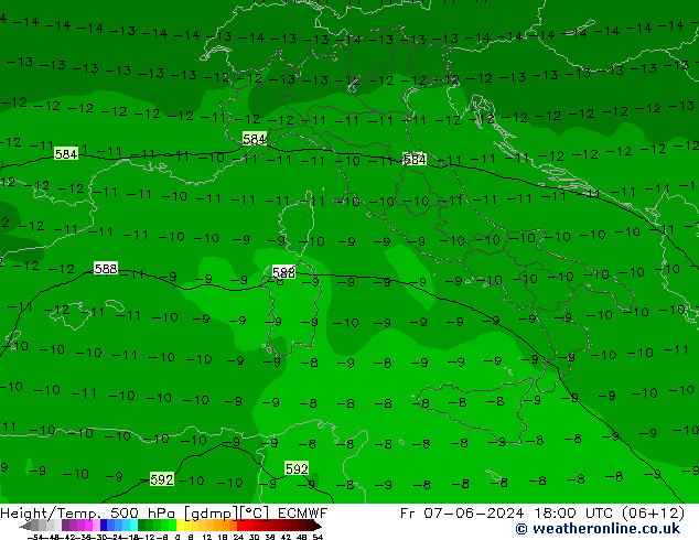 Z500/Rain (+SLP)/Z850 ECMWF пт 07.06.2024 18 UTC