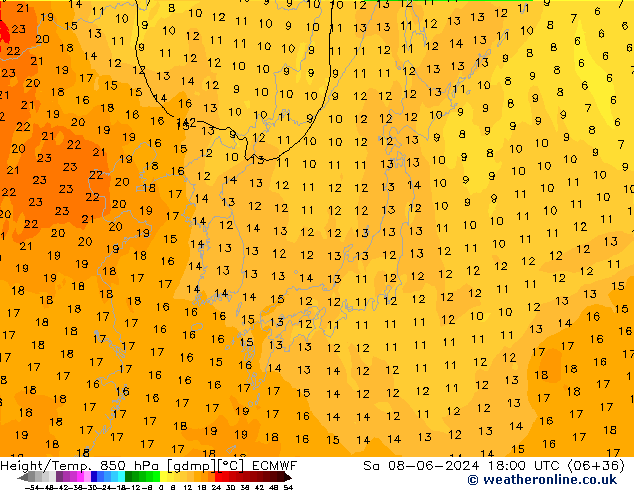 Z500/Rain (+SLP)/Z850 ECMWF so. 08.06.2024 18 UTC