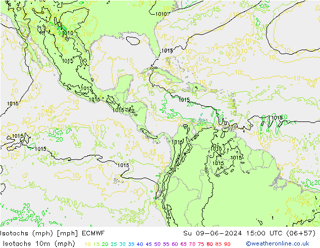 Isotachen (mph) ECMWF zo 09.06.2024 15 UTC