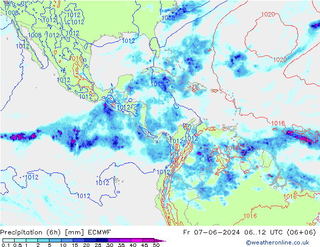 Z500/Rain (+SLP)/Z850 ECMWF Pá 07.06.2024 12 UTC