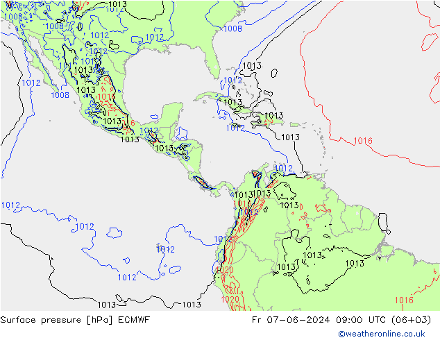 Surface pressure ECMWF Fr 07.06.2024 09 UTC