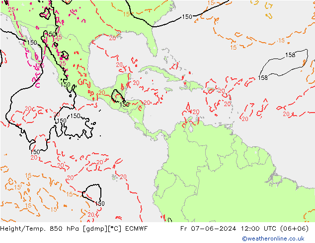 Z500/Rain (+SLP)/Z850 ECMWF Pá 07.06.2024 12 UTC