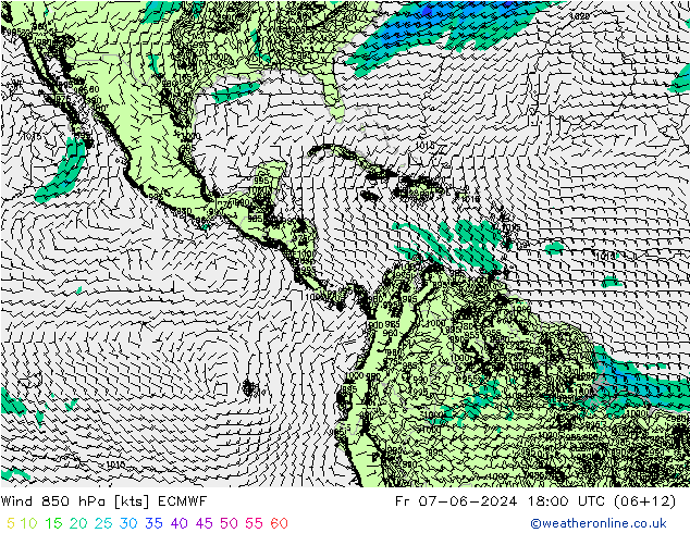 wiatr 850 hPa ECMWF pt. 07.06.2024 18 UTC