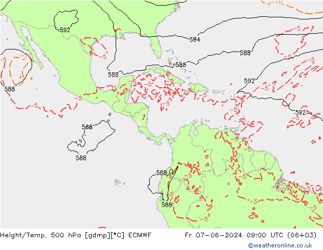 Height/Temp. 500 hPa ECMWF Fr 07.06.2024 09 UTC