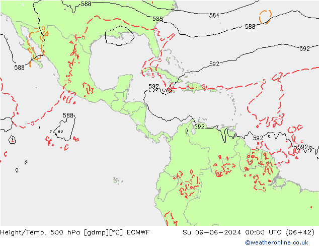 Height/Temp. 500 hPa ECMWF Su 09.06.2024 00 UTC